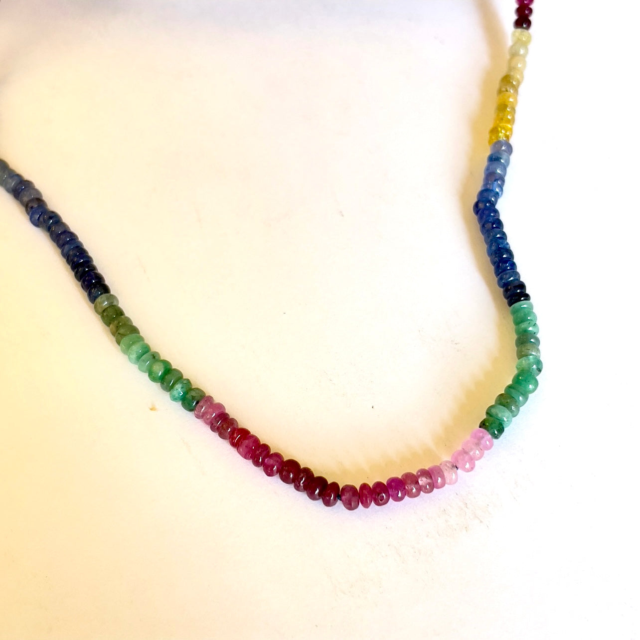 Astrological Ombre Multi-Color Sapphire Necklace – Healing Jewelry for Balance and Abundance, 18"