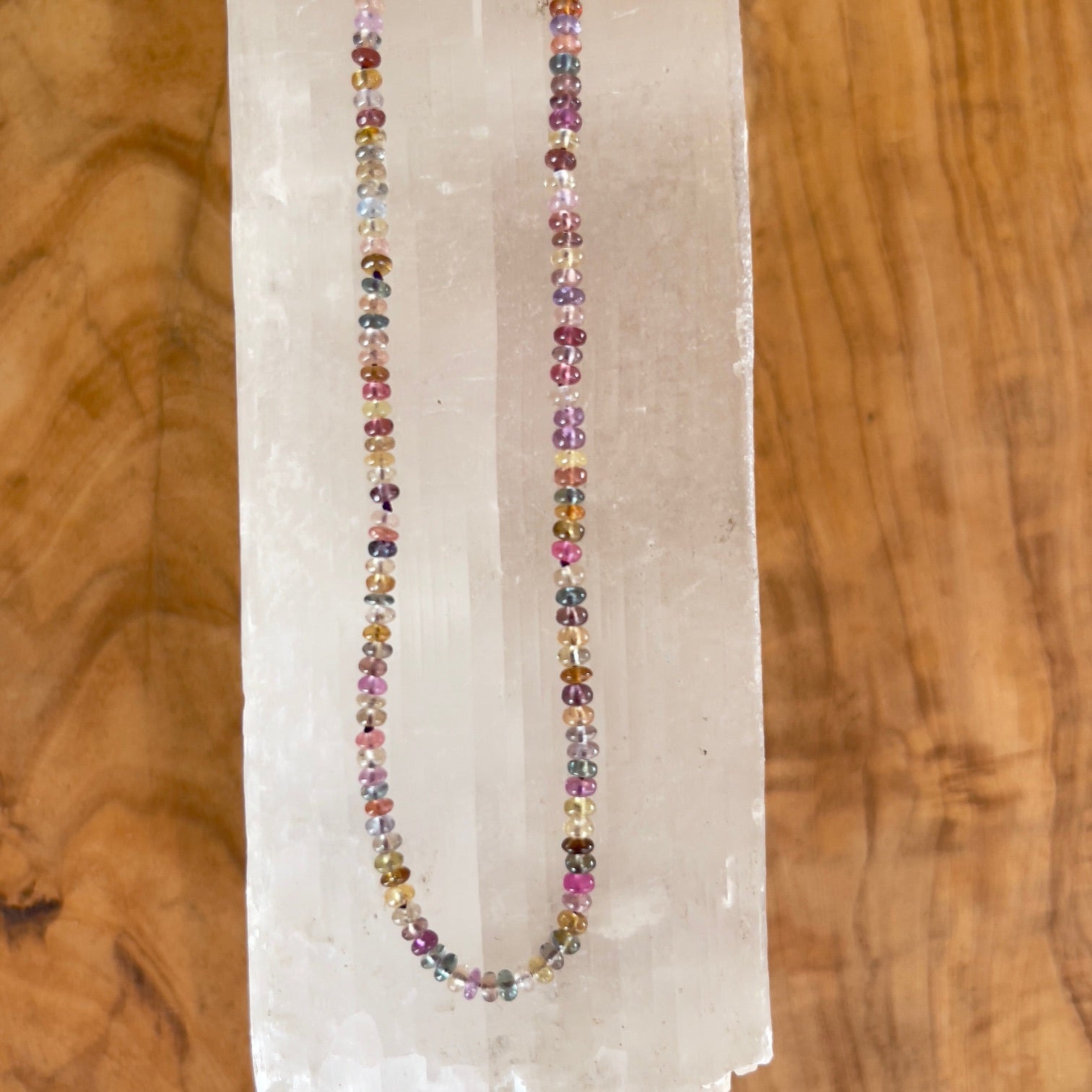 High Frequency Multi-Color Fine Bead Tourmaline Necklace, 18" with 18k Clasp