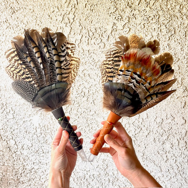 Handmade Smudge online Fan - Wild Turkey, Peacock, Guinea Fowl