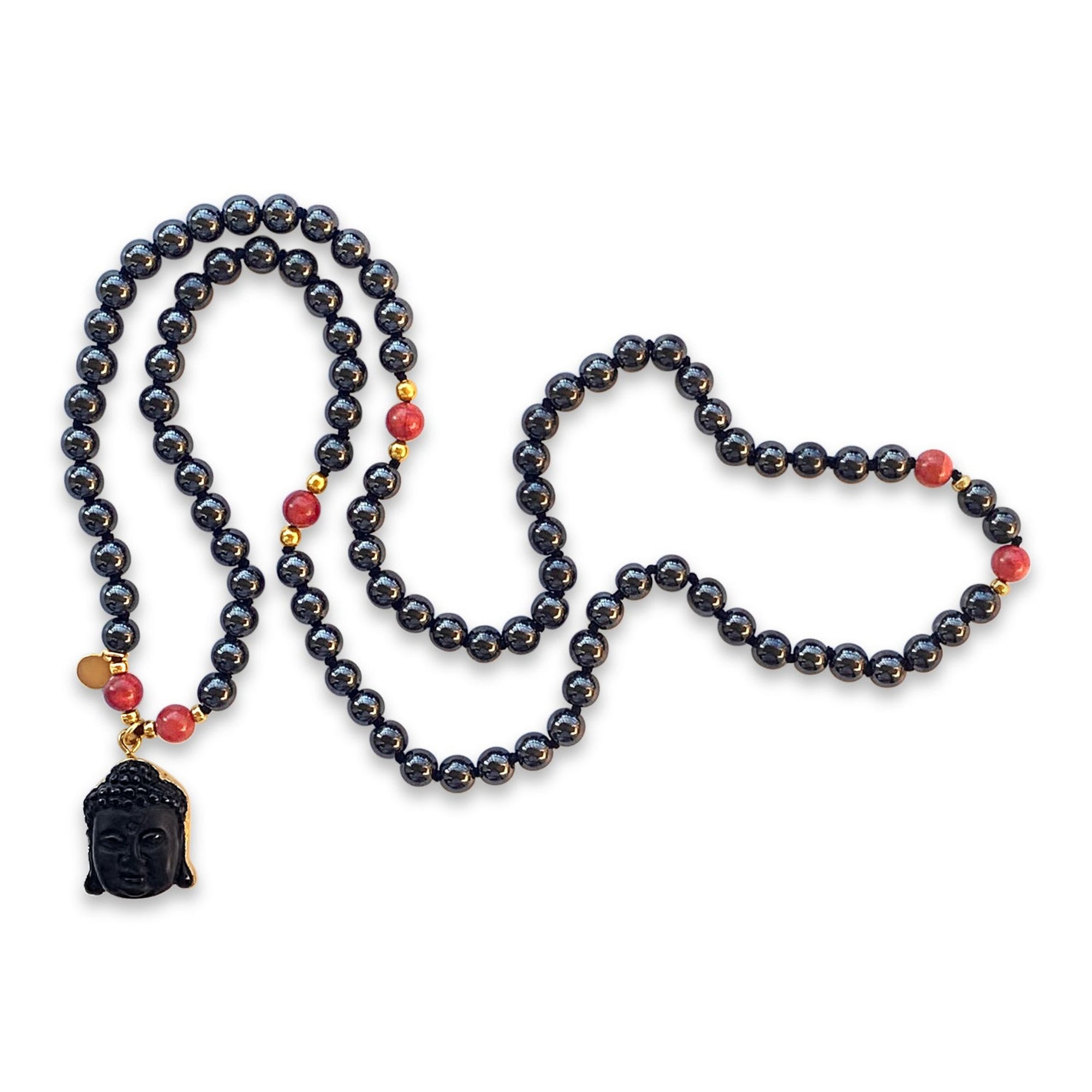 Grounding Hematite & Passionate Red Coral Mala – A Perfect Balance of Stability and Romance